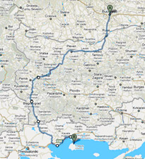 Travel Routes Bucharest-Thassos